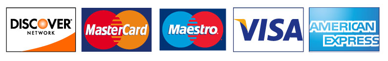 Discover, Mastercard, Maestrocard, Visa, American Express Cards Logo